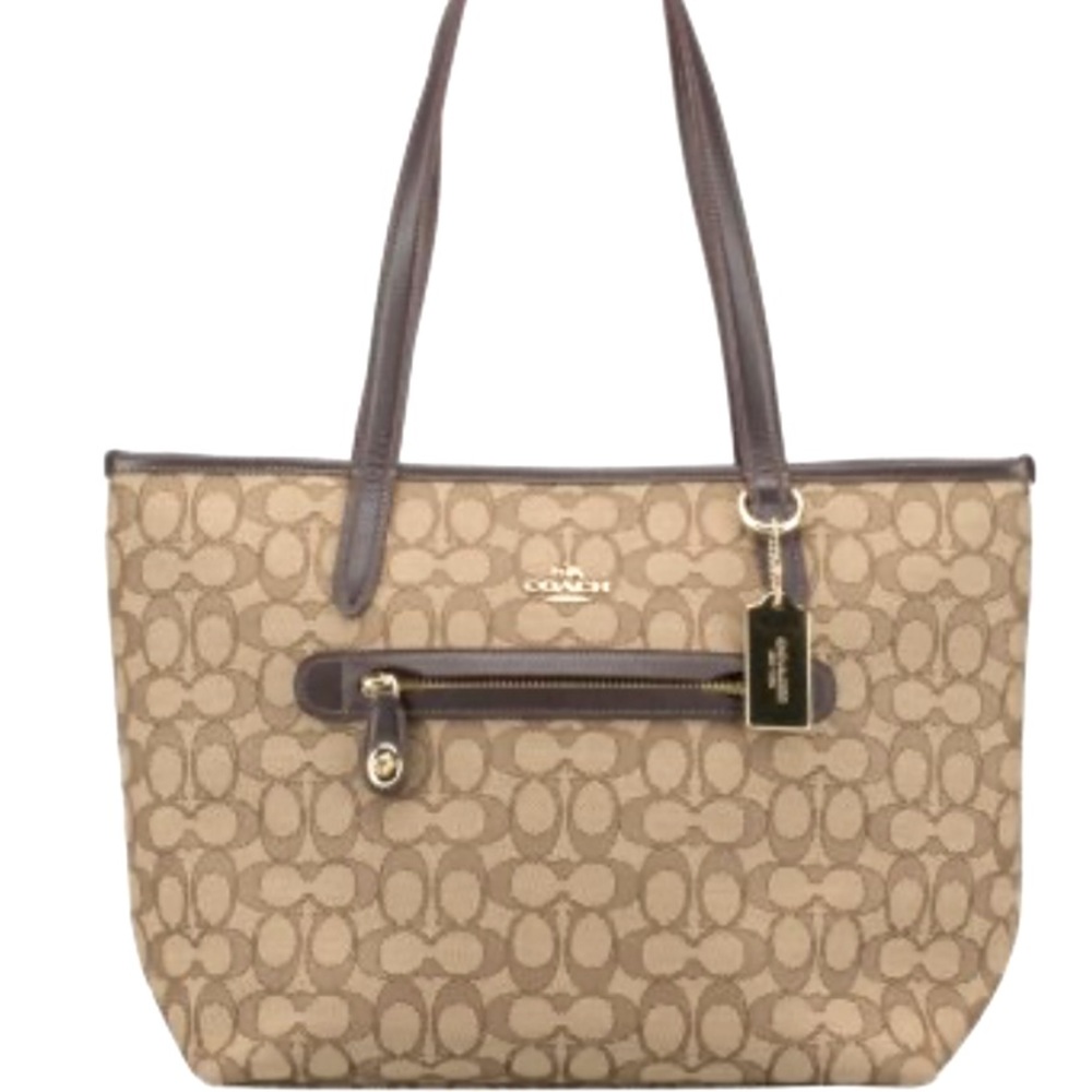 New - 🤎 Coach Taylor Tote in Signature Jacquard - Chocolate Brown